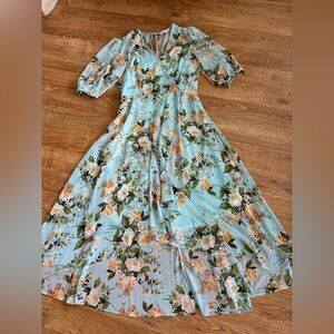 Calvin Klein Seafoam Aqua Floral Dress Size 4P